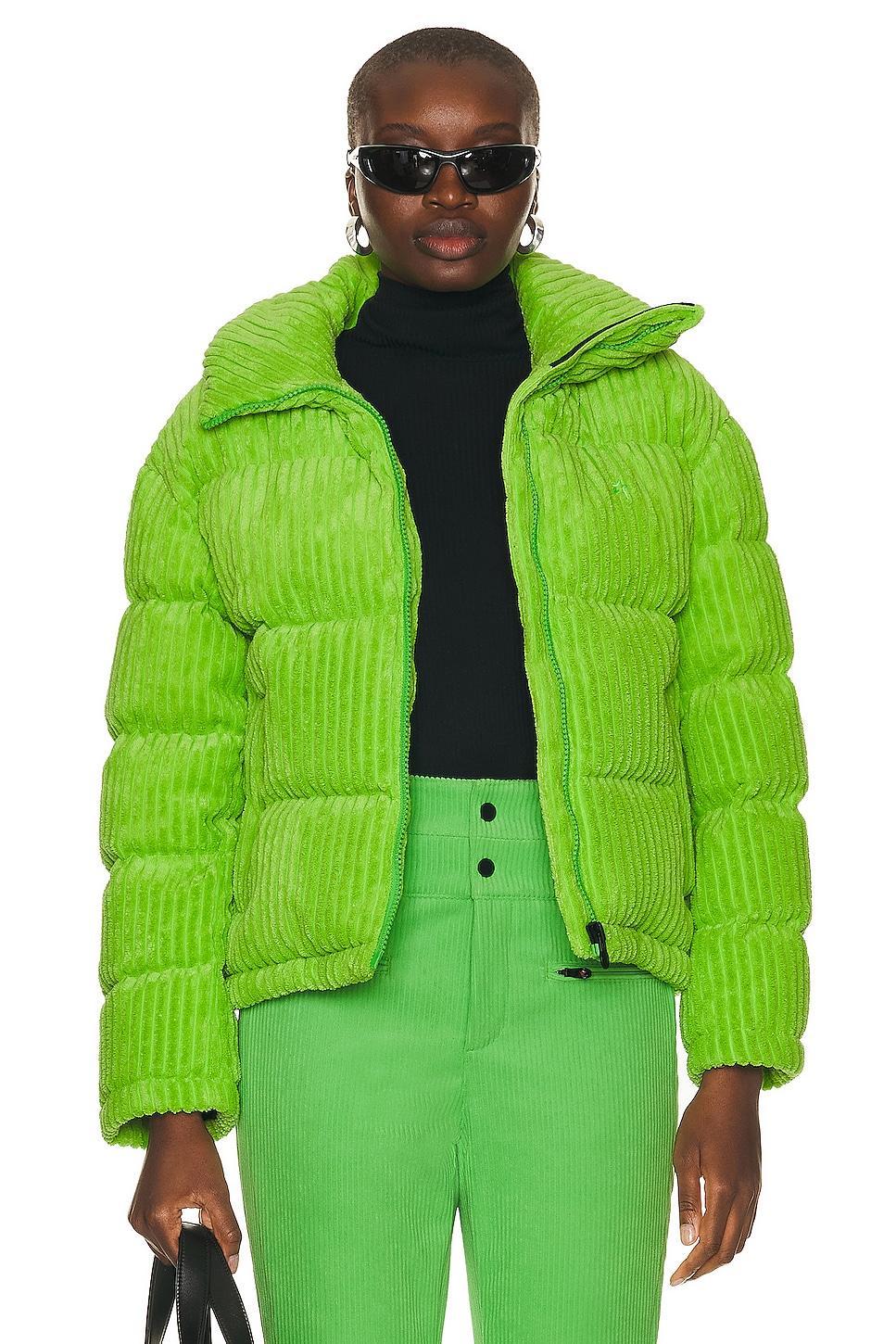 Perfect Moment Jumbo Cord Short Down Jacket Green. (also in M, XS). Product Image