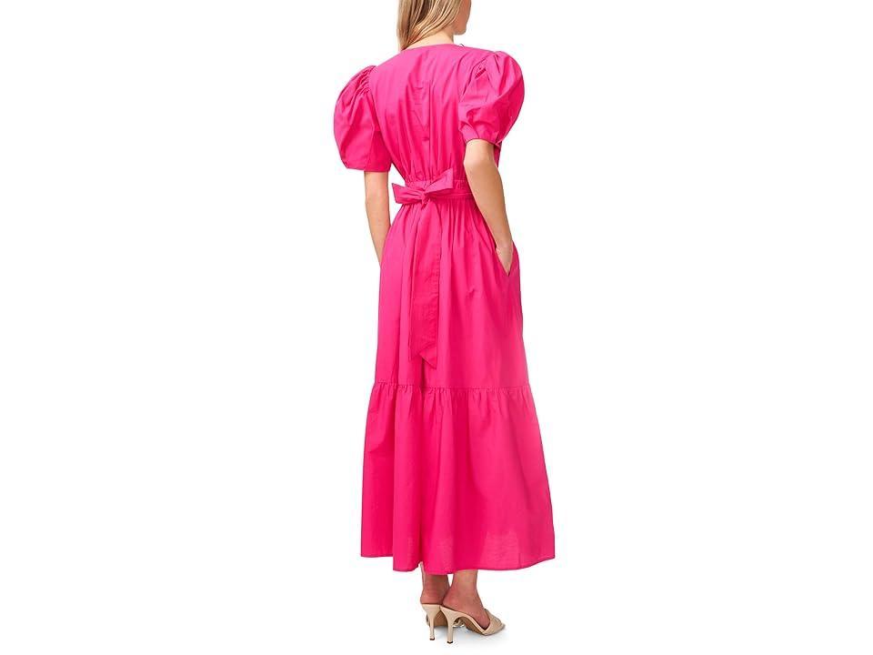 CeCe Cotton Poplin Short Puff Sleeve Maxi Dress (Bright Rose) Women's Clothing Product Image