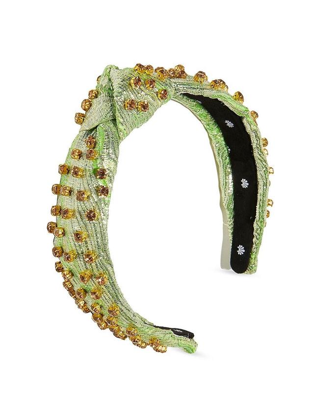 Womens Slim Knotted Embellished Brocade Headband Product Image