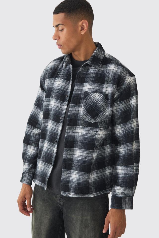 Oversized Long Sleeve Flannel Shirt | boohooMAN USA Product Image