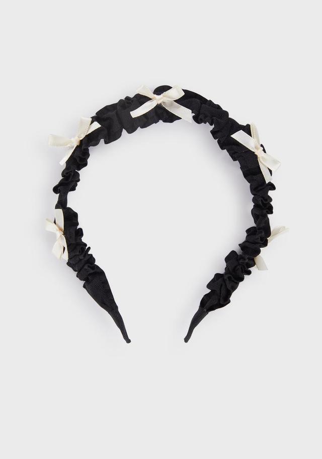 Ruffle Bow Headband - Black/White Product Image