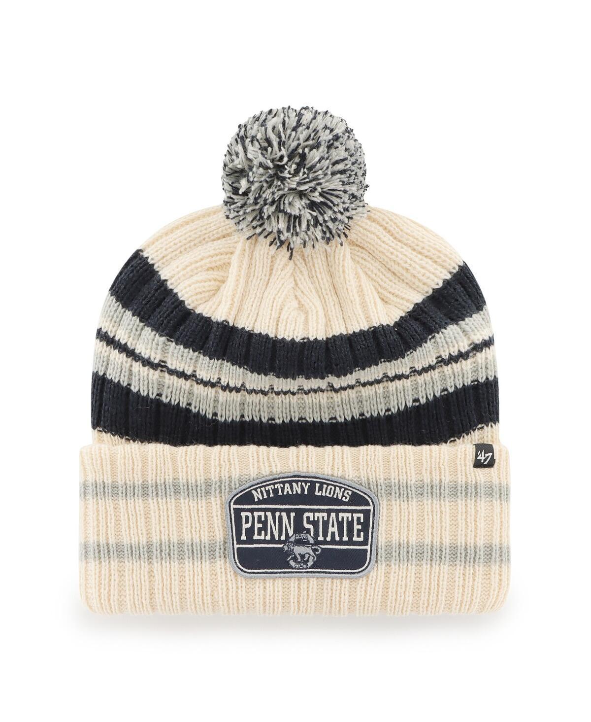 Mens 47 Brand Natural Penn State Nittany Lions Hone Patch Cuffed Knit Hat with Pom Product Image