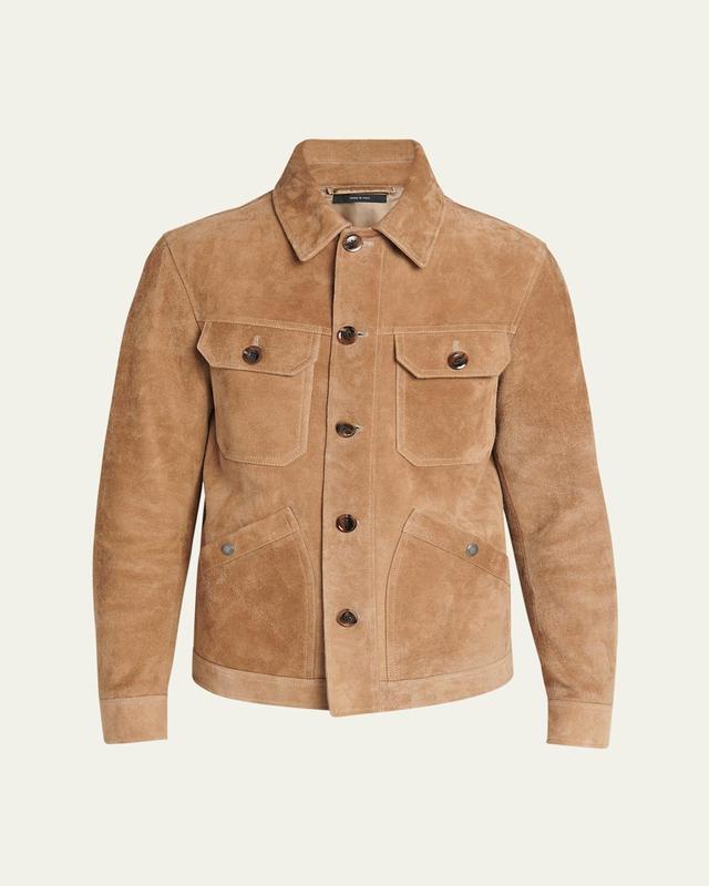 Mens Brushed Suede Concealed Zip Field Jacket Product Image