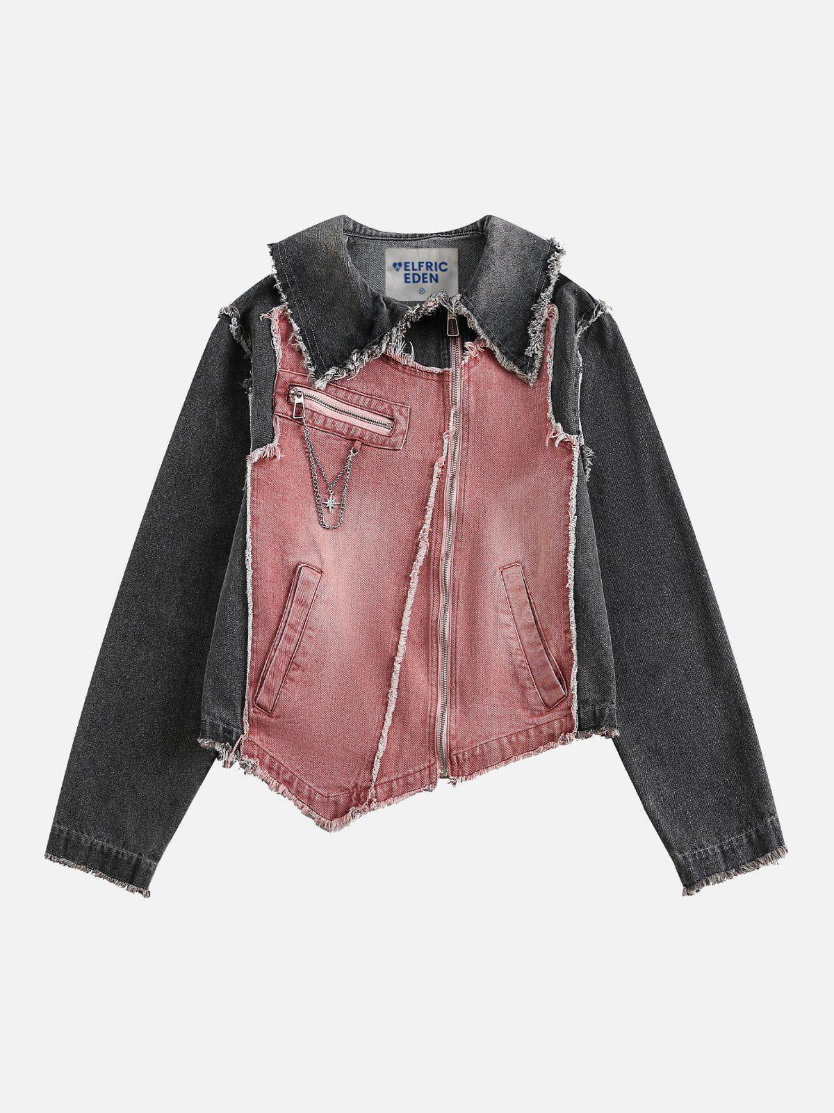 Aelfric Eden Irregular Patchwork Denim Jacket Female Product Image