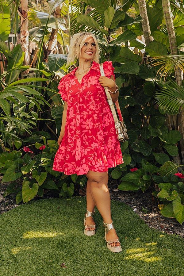 Cabana Date Floral Dress In Red Curves Product Image