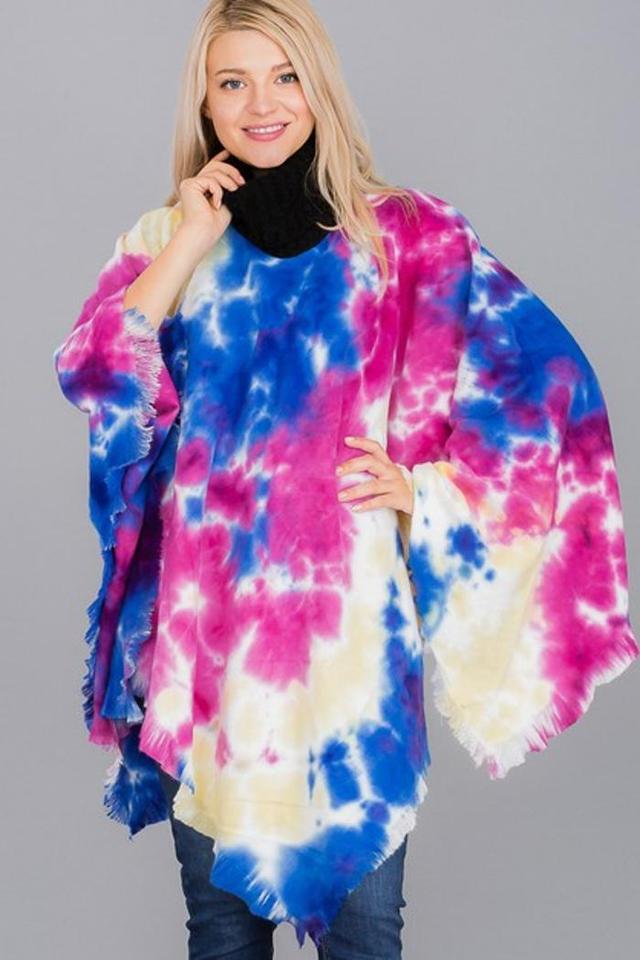 Tie Dye Fringe Poncho Product Image