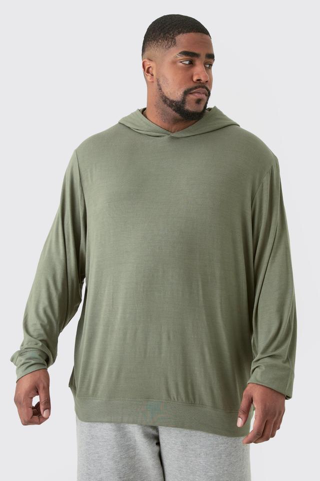 Mens Green Plus Premium Modal Mix Lounge Hoodie, Green Product Image