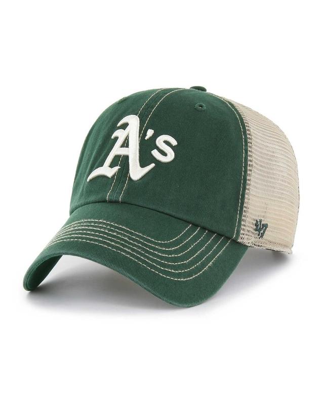 Mens 47 Brand Green Oakland Athletics Trawler Clean Up Trucker Snapback Hat Product Image