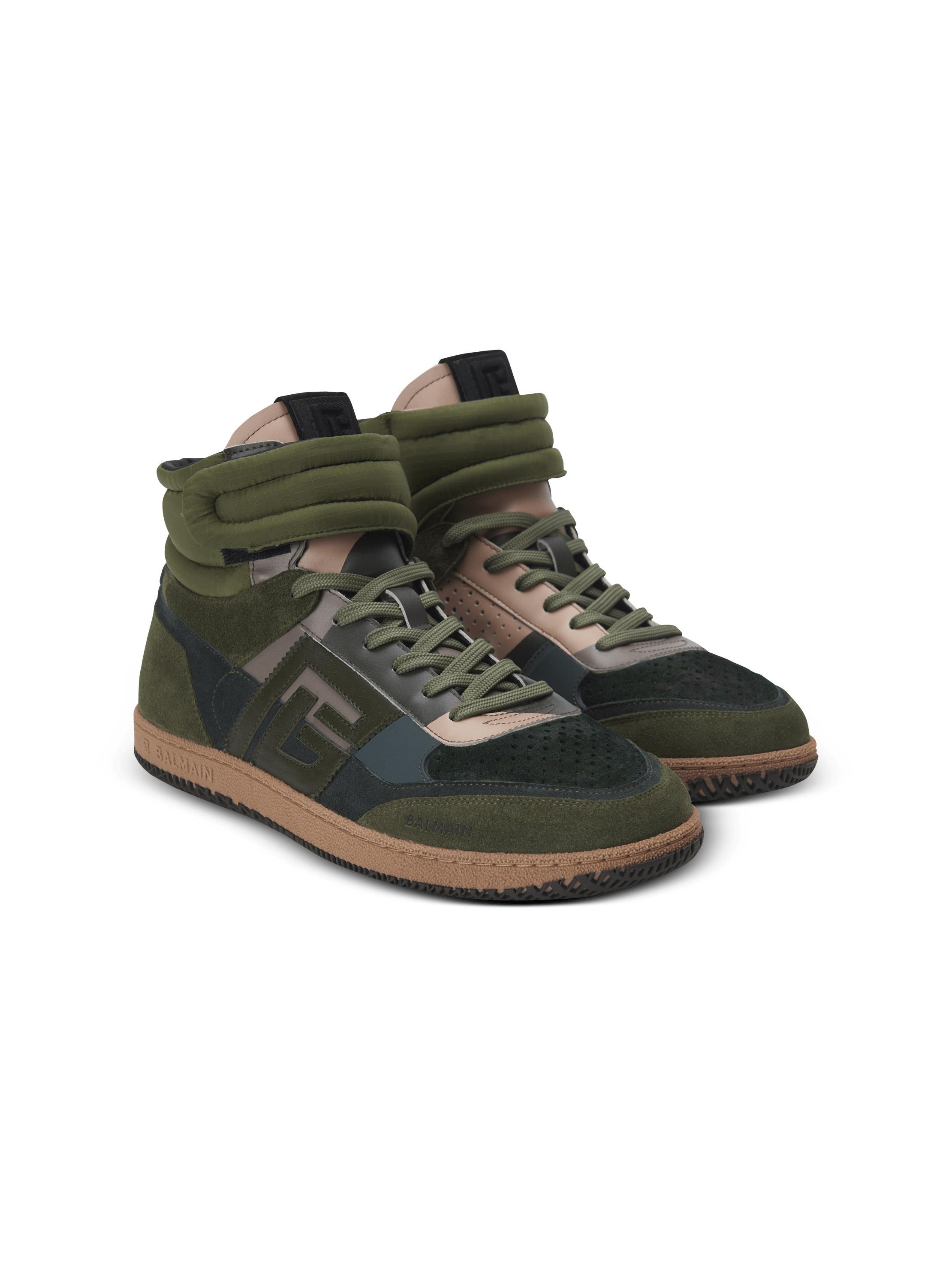 Balmain Swan Mid-Top trainers in calfskin and suede Product Image