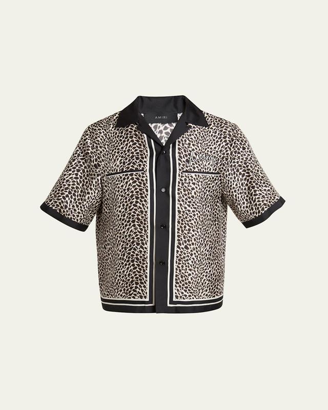 Mens Leopard Silk Bowling Shirt Product Image