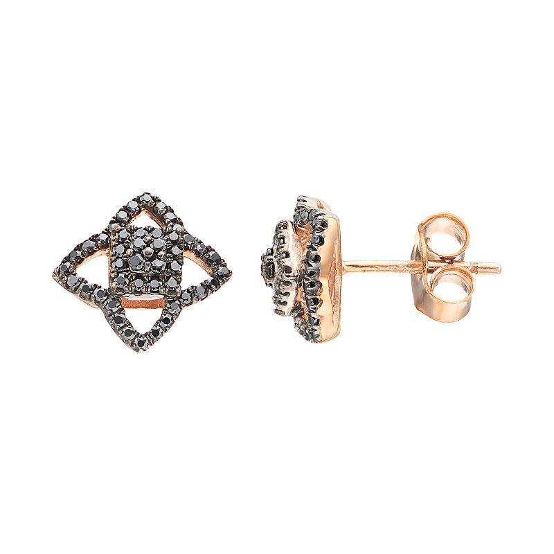 Gemminded 14k Rose Gold 1/4 Carat T.W. Black Diamond Star Stud Earrings, Womens Product Image