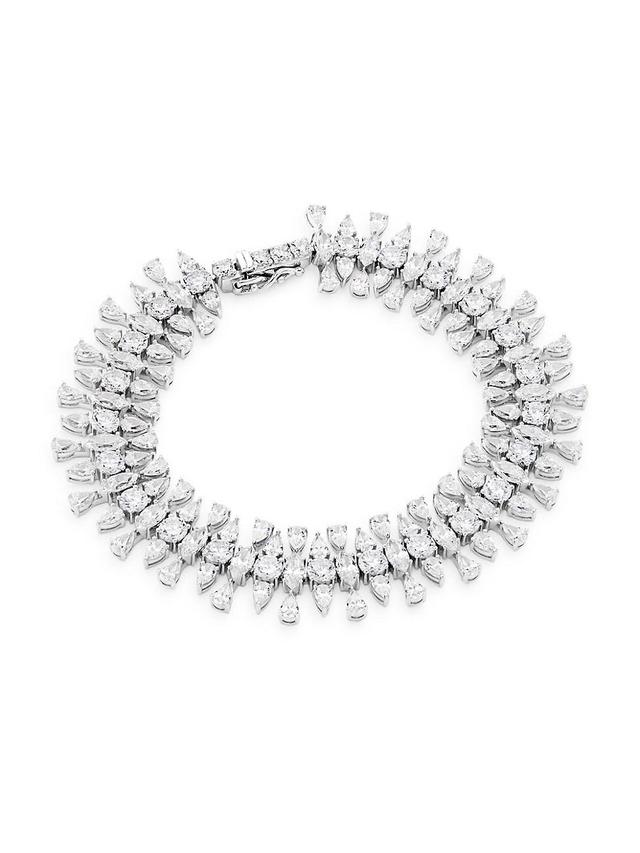 Womens Versailles Rhodium-Plated & Cubic Zirconia Bracelet Product Image