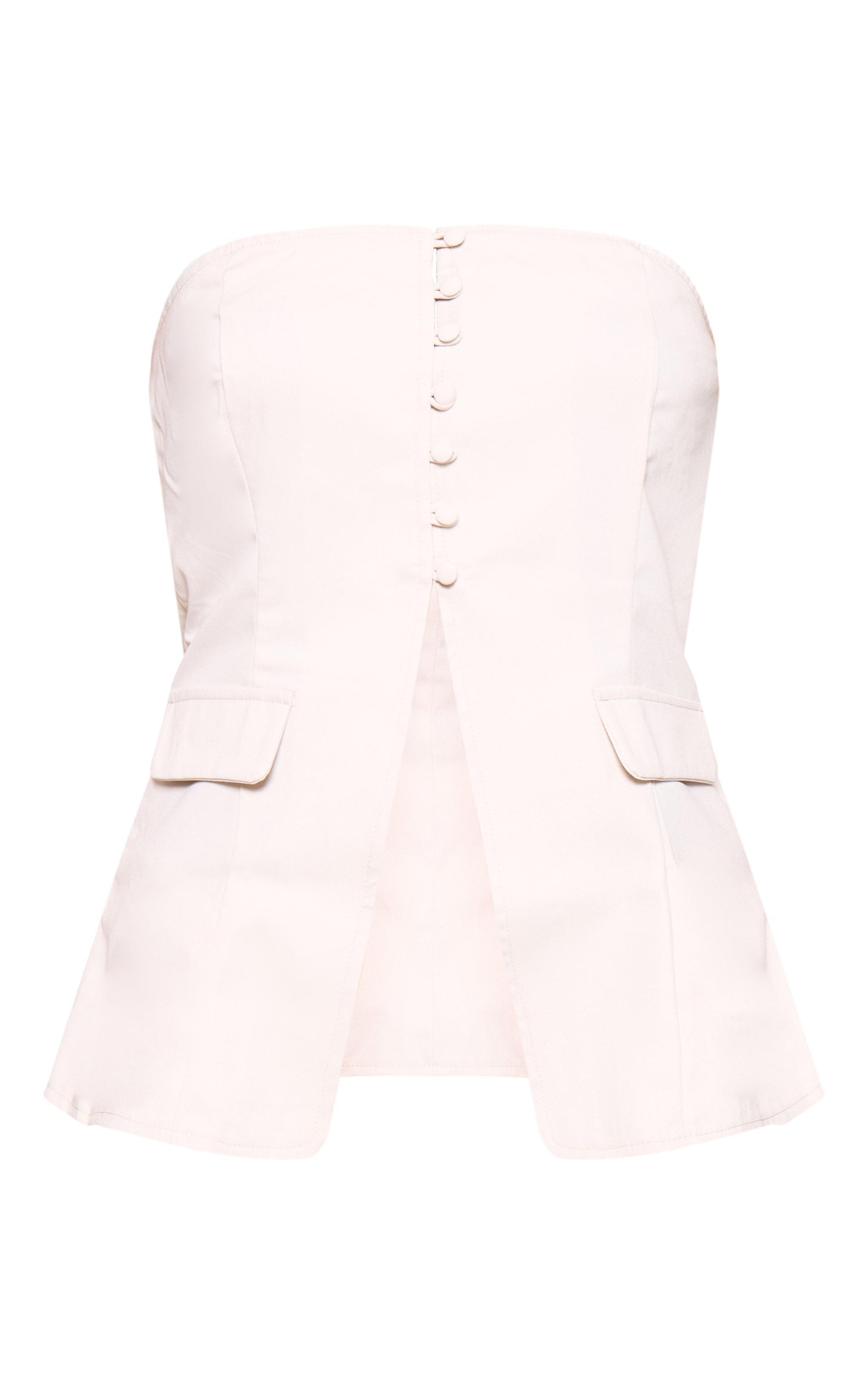 Stone Button Up Split Hem Longline Corset Product Image