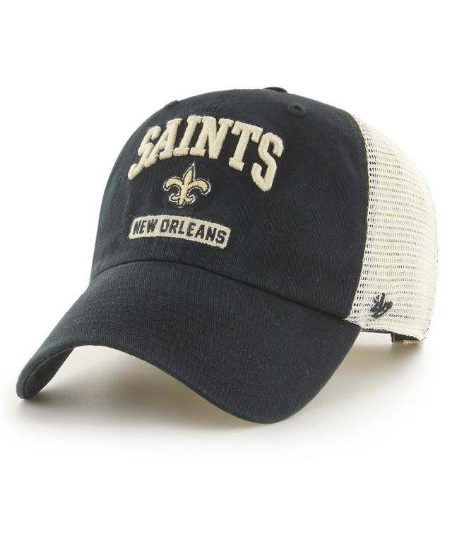 Mens 47 Brand Black New Orleans Saints Morgantown Trucker Clean Up Snapback Hat - Black Product Image