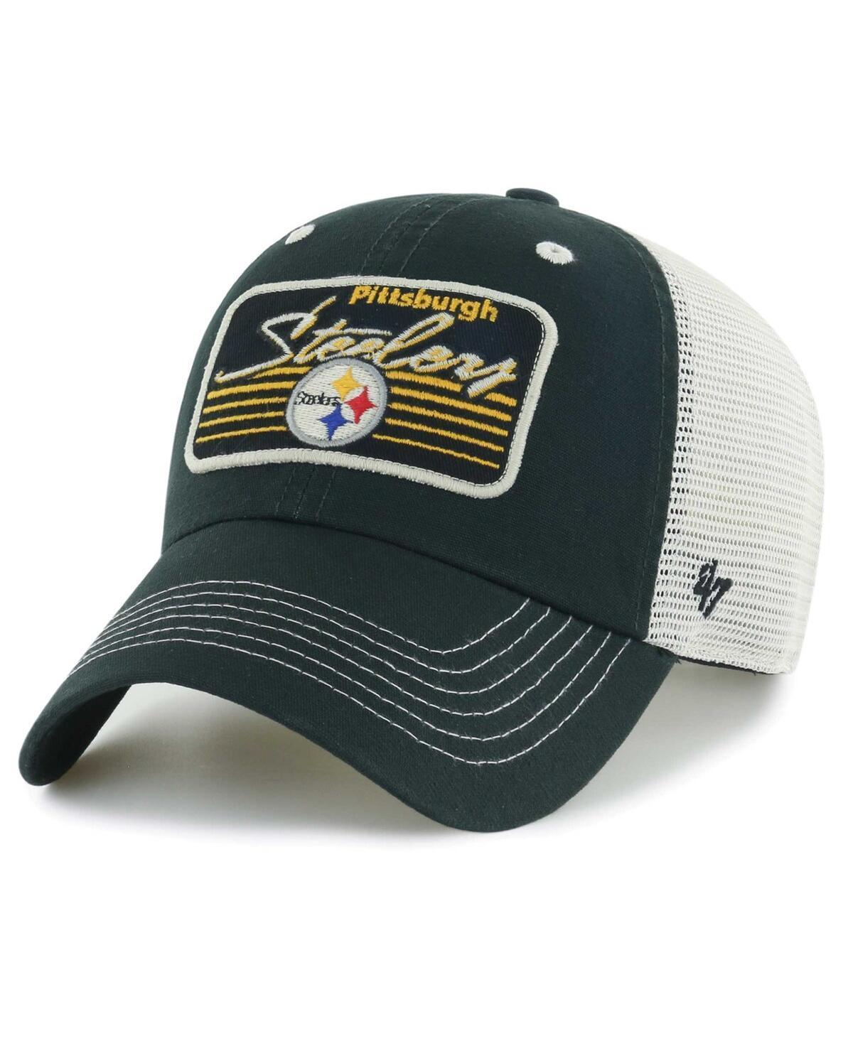 Mens 47 Brand Black Distressed Pittsburgh Steelers Five Point Trucker Clean Up Adjustable Hat - Black Product Image