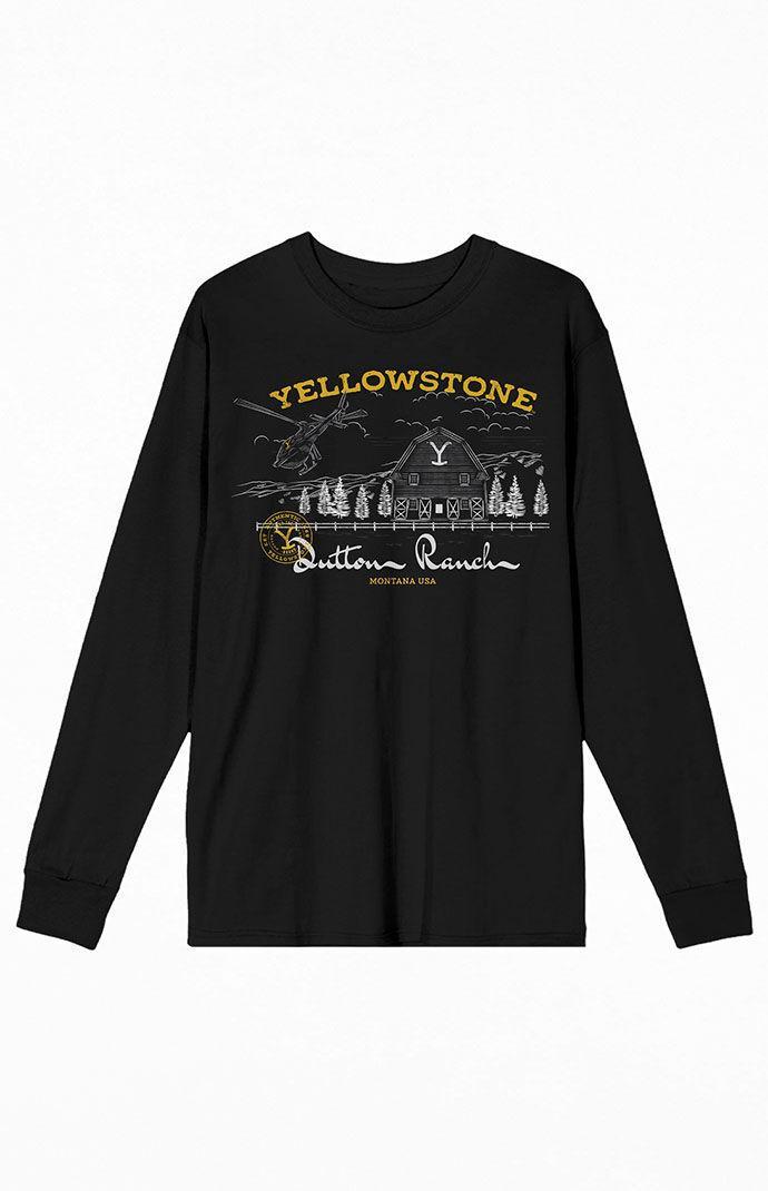 PacSun Mens Yellowstone Dutton Ranch Long Sleeve T-Shirt - Blackmall Product Image