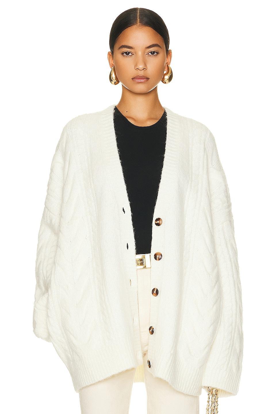 Helsa Serena Cable Cardigan in Ivory. - size M (also in L, S, XS) Product Image