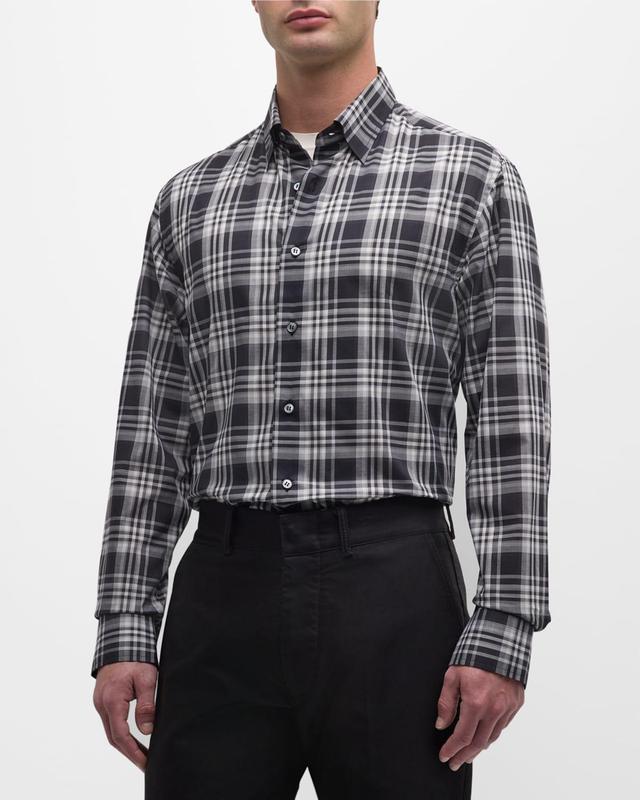 Mens Cotton Plaid Sport Shirt Product Image