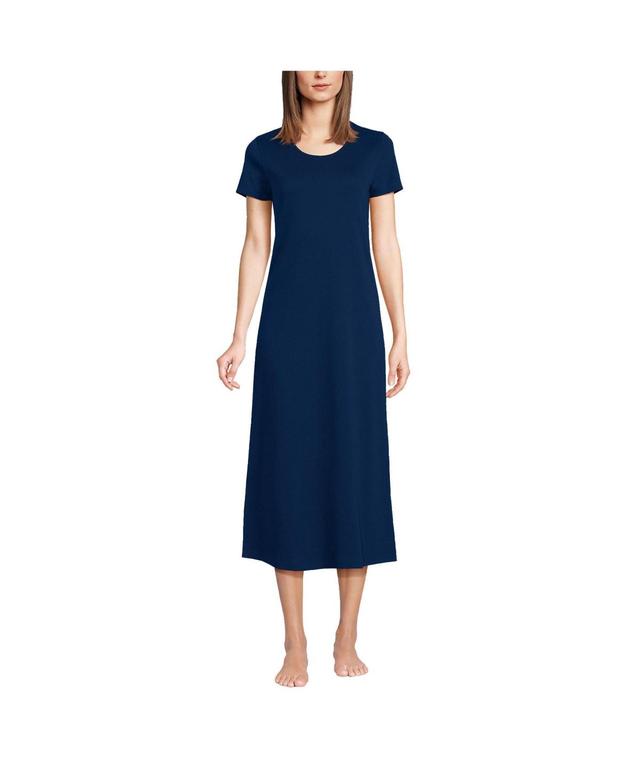 Lands End Petite Cotton Short Sleeve Midcalf Nightgown Product Image