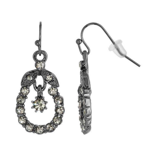 1928 Jet Black Simulated Crystal Caged Drop Earrings, Womens, Grey Product Image