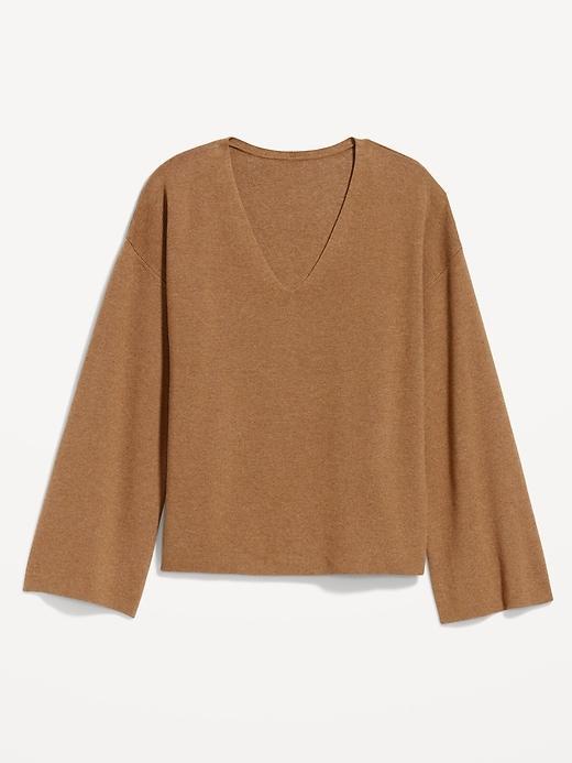 Bell-Sleeve V-Neck Sweater Product Image