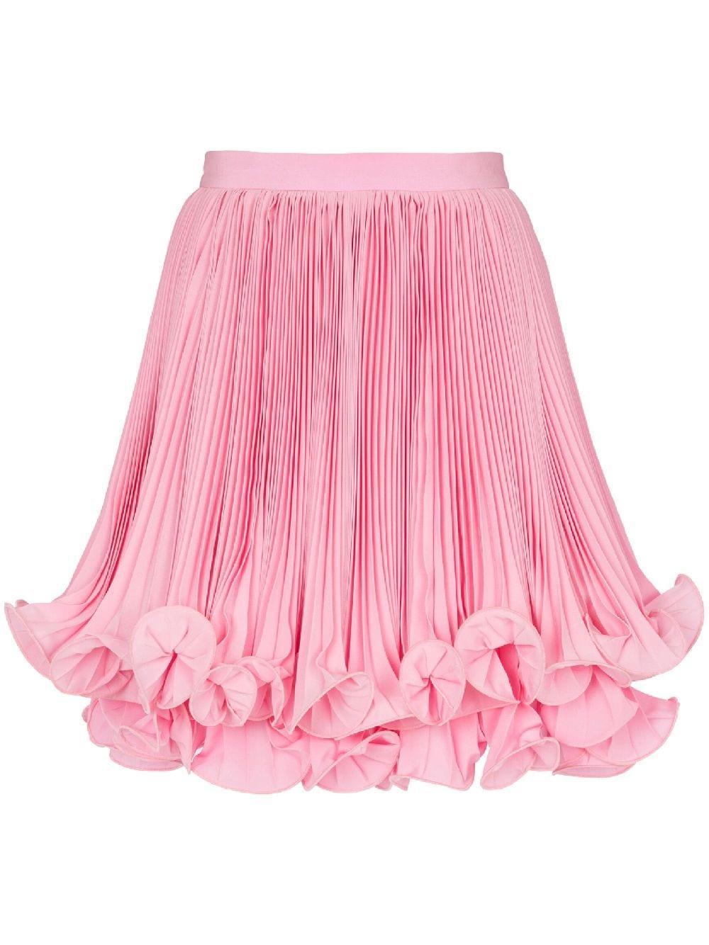 Pleated Light Crepe Mini Skirt In Pink Product Image