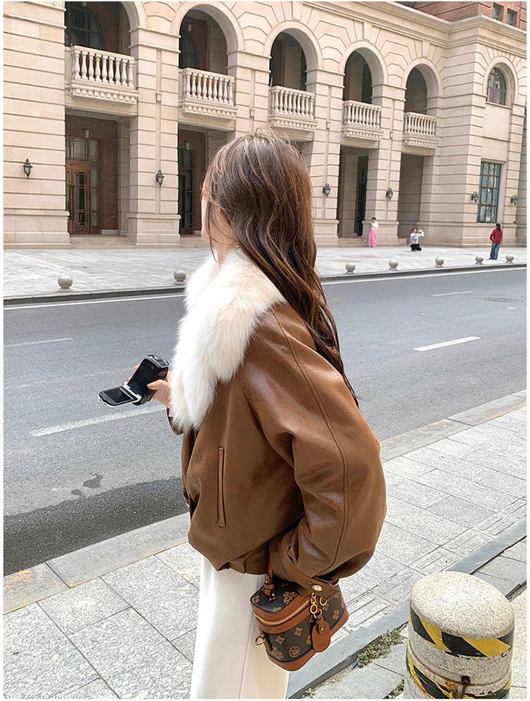 Faux Fur Button-Up Coat Product Image