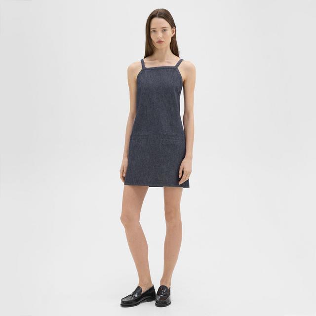 Crisp Denim Square Neck Mini Dress | Theory Product Image