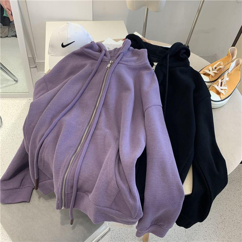 Plain Hooded Zip Jacket Product Image