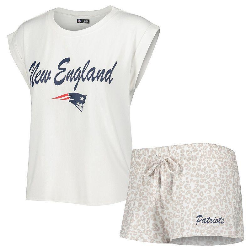 Womens Concepts Sport White New England Patriots Montana Knit T-shirt and Shorts Sleep Set - White Product Image