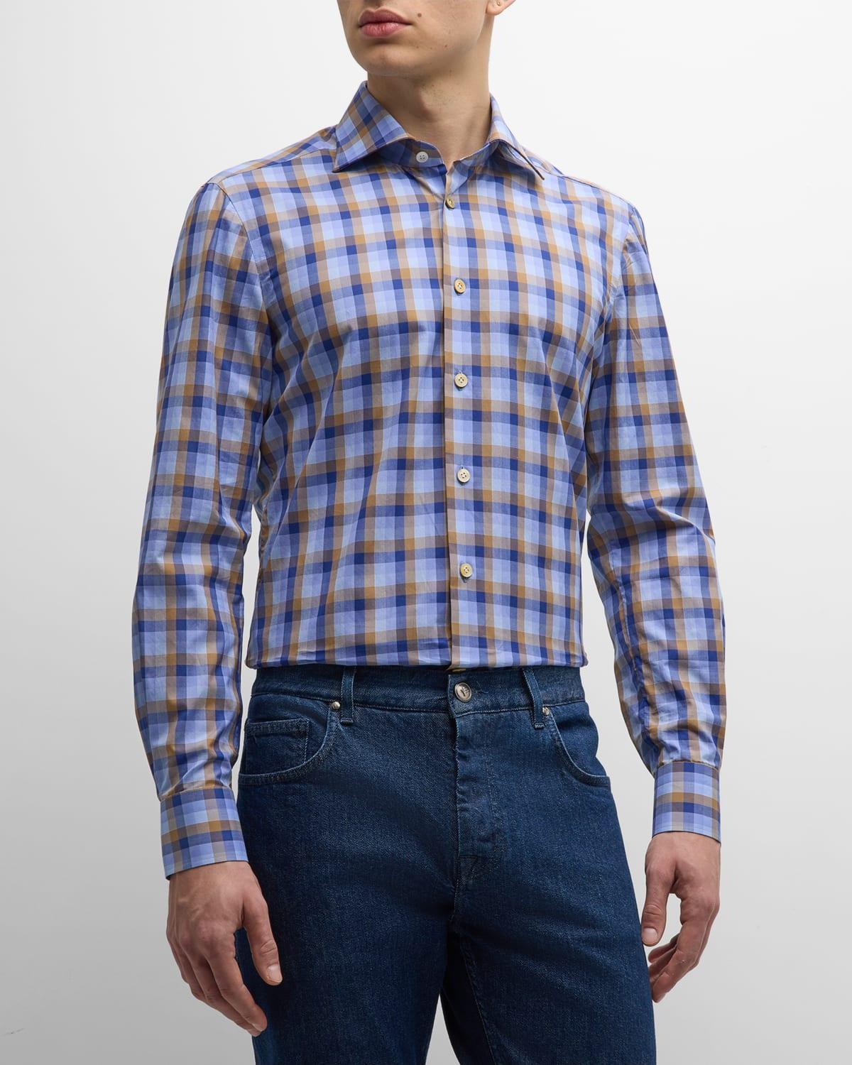 Mens Cotton Check Casual Button-Down Shirt Product Image