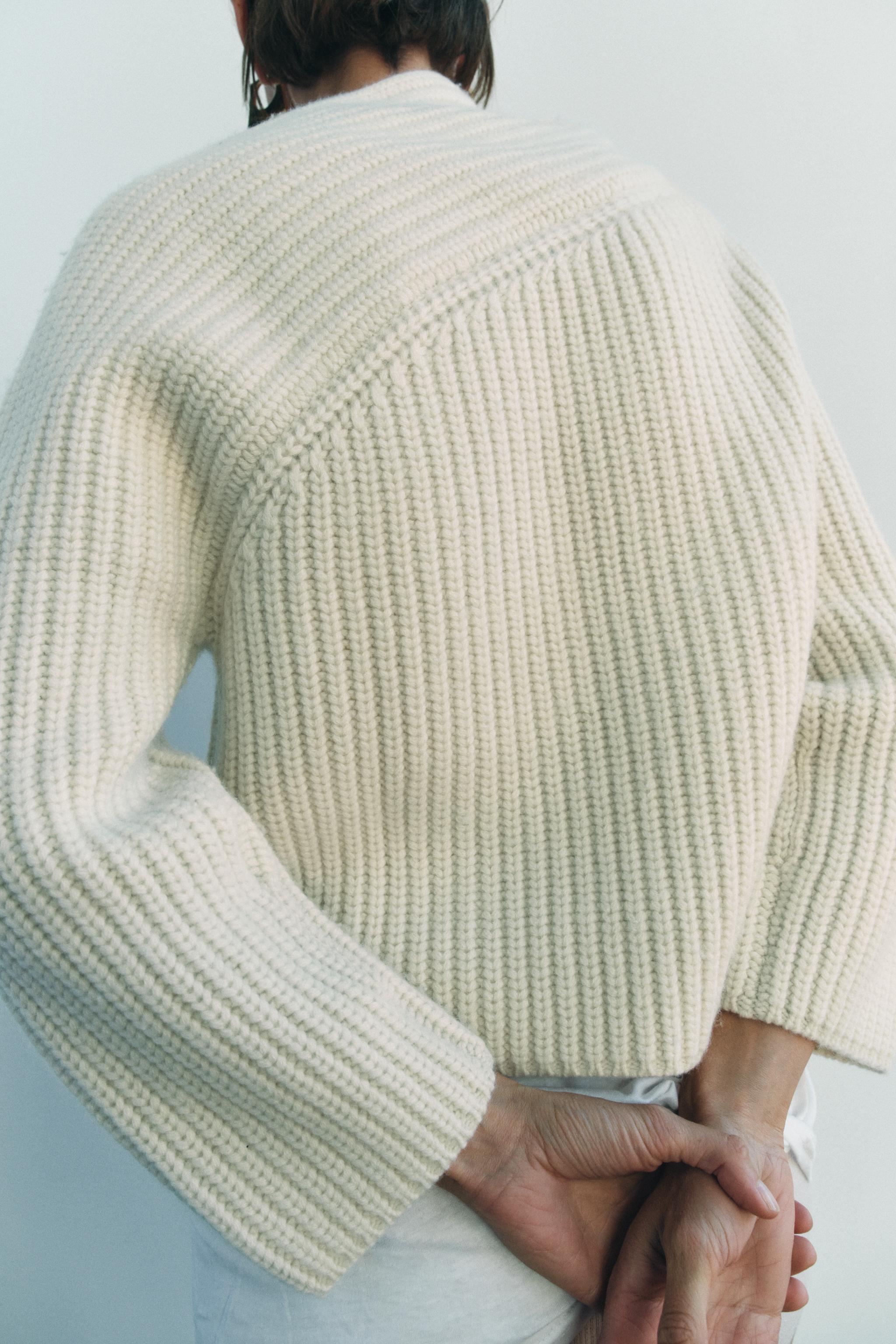 WOOL BLEND ASYMMETRIC NECKLINE SWEATER Product Image