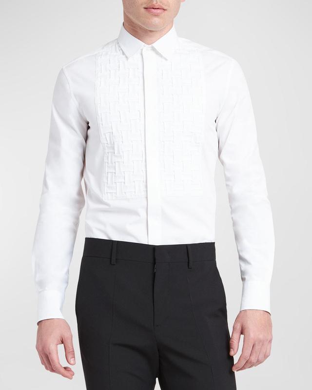 Valentino Woven Plastron Cotton Button-Up Shirt Product Image