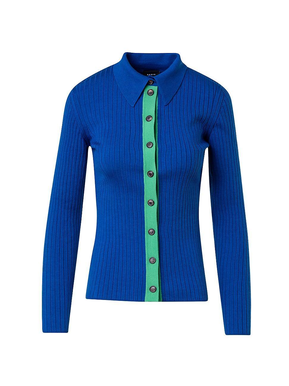 Womens Ribbed Silk & Cotton-Blend Cardigan Product Image