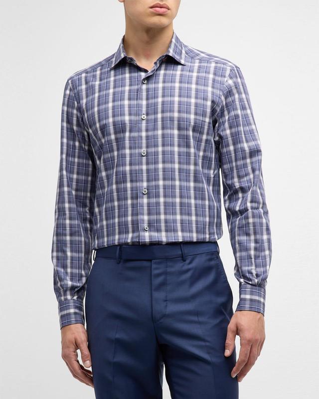 Mens Cotton Plaid Sport Shirt Product Image