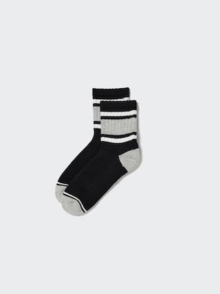 Mens Pattern Lined Half Socks with Deodorizing Black US8-US11 UNIQLO US Product Image