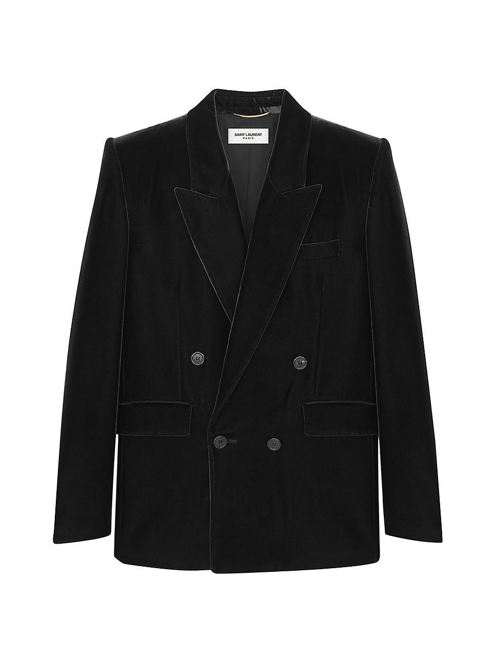 Saint Laurent - Double-breasted Velvet Jacket - Womens Product Image