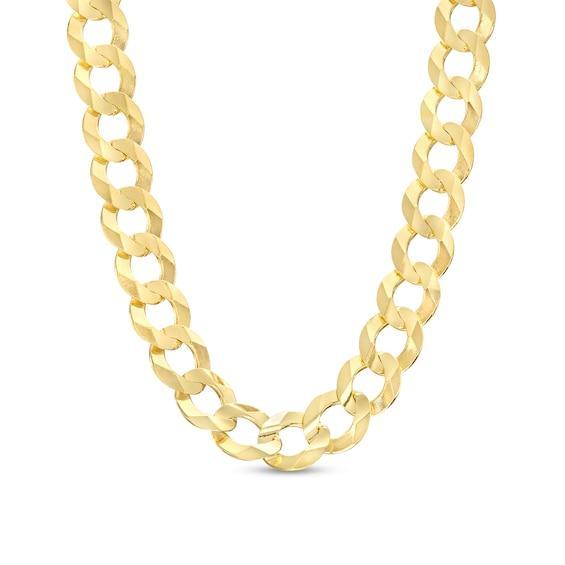 Men's 7.0mm Concave Curb Chain Necklace in Solid 10K Gold - 22" Product Image