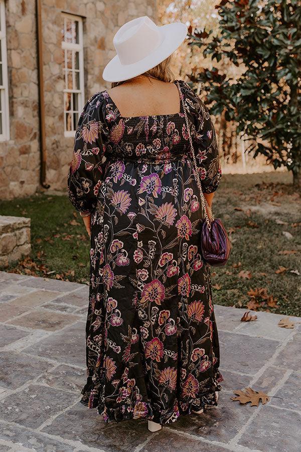 Autumn Encounters Satin Floral Maxi Dress Curves Product Image