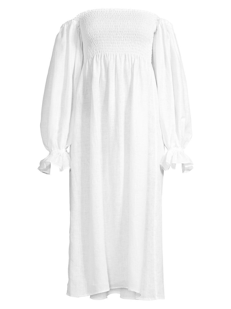 Womens Atlanta Smocked Linen Dress Product Image