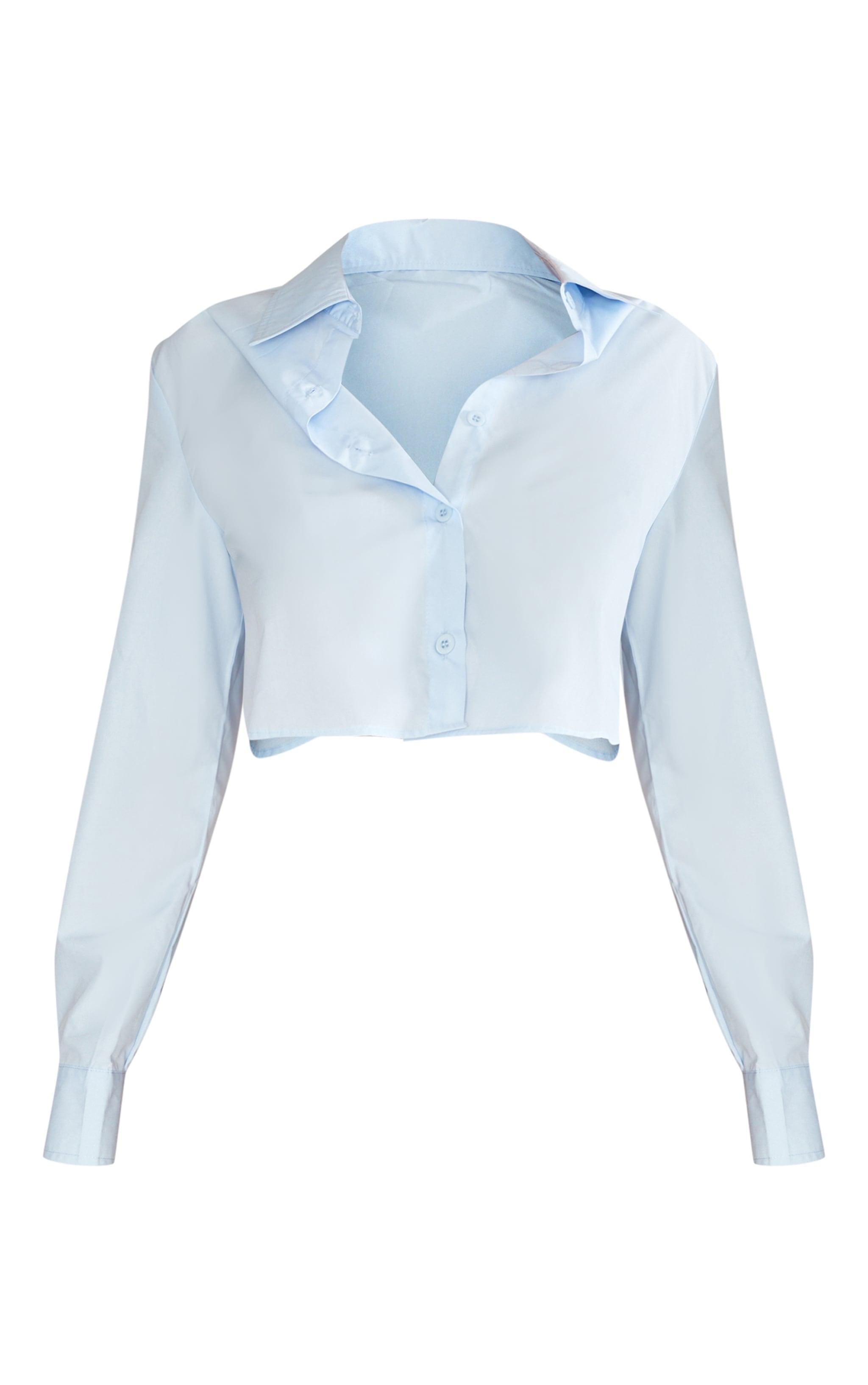 Blue Cross Back Poplin Cropped Shirt product image