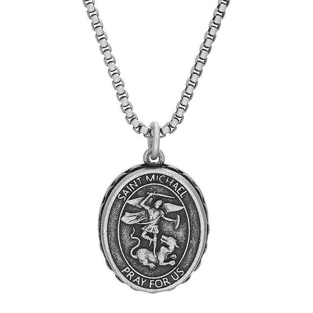 1913 Mens Stainless Steel St. Michael Pendant Necklace Product Image