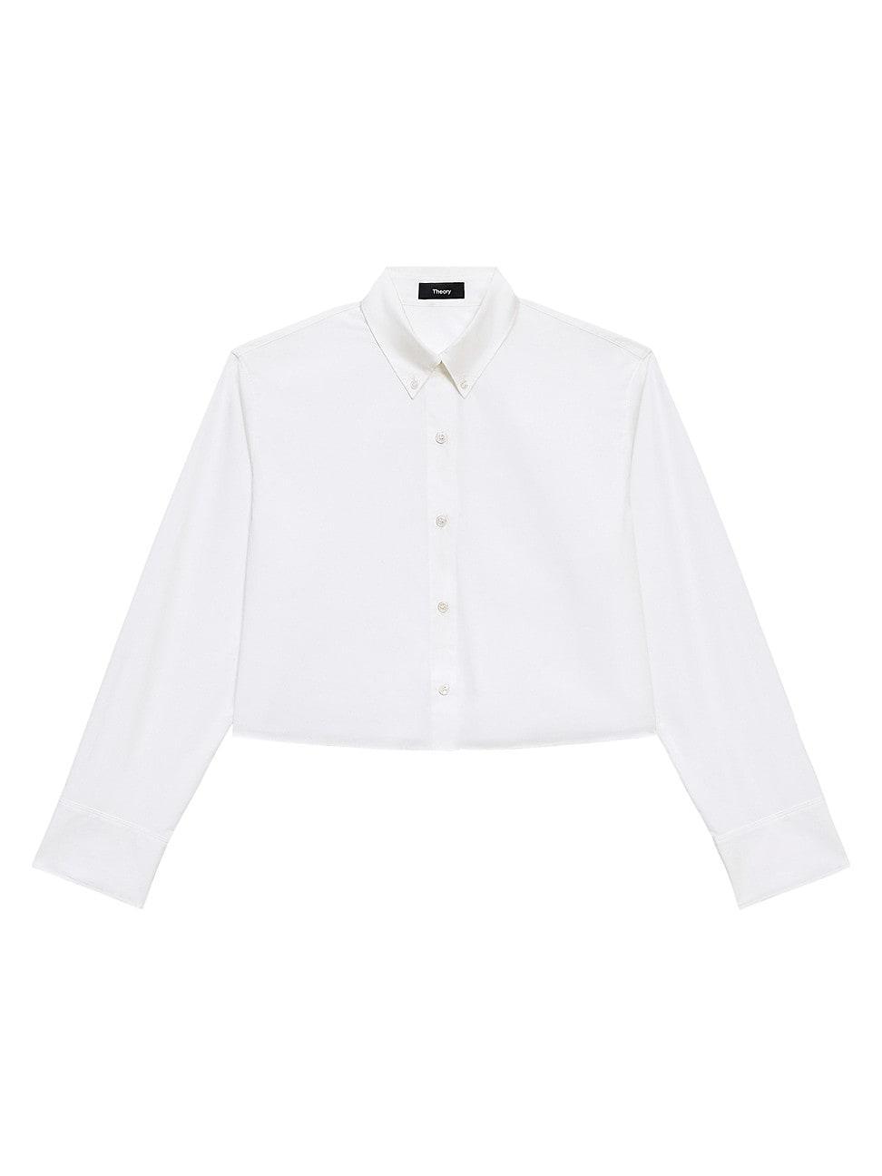 Womens Cropped Boxy Button-Front Shirt Product Image