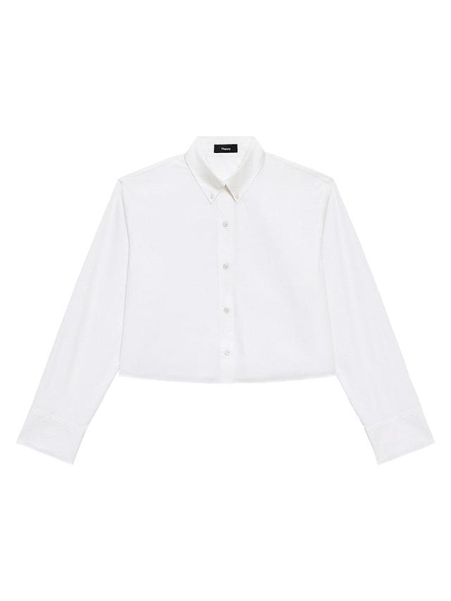 Womens Cropped Boxy Button-Front Shirt Product Image