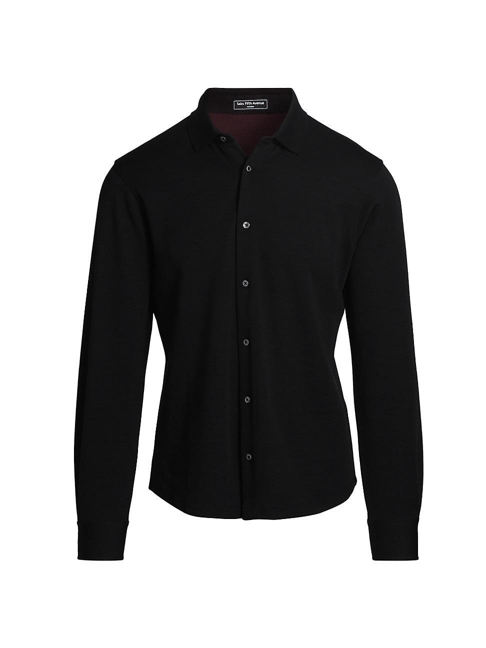 Mens COLLECTION Button-Front Knit Shirt Product Image