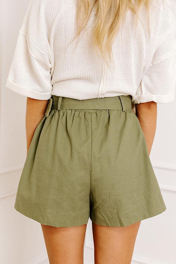 The Mariah Linen-Blend Shorts in Sage Product Image