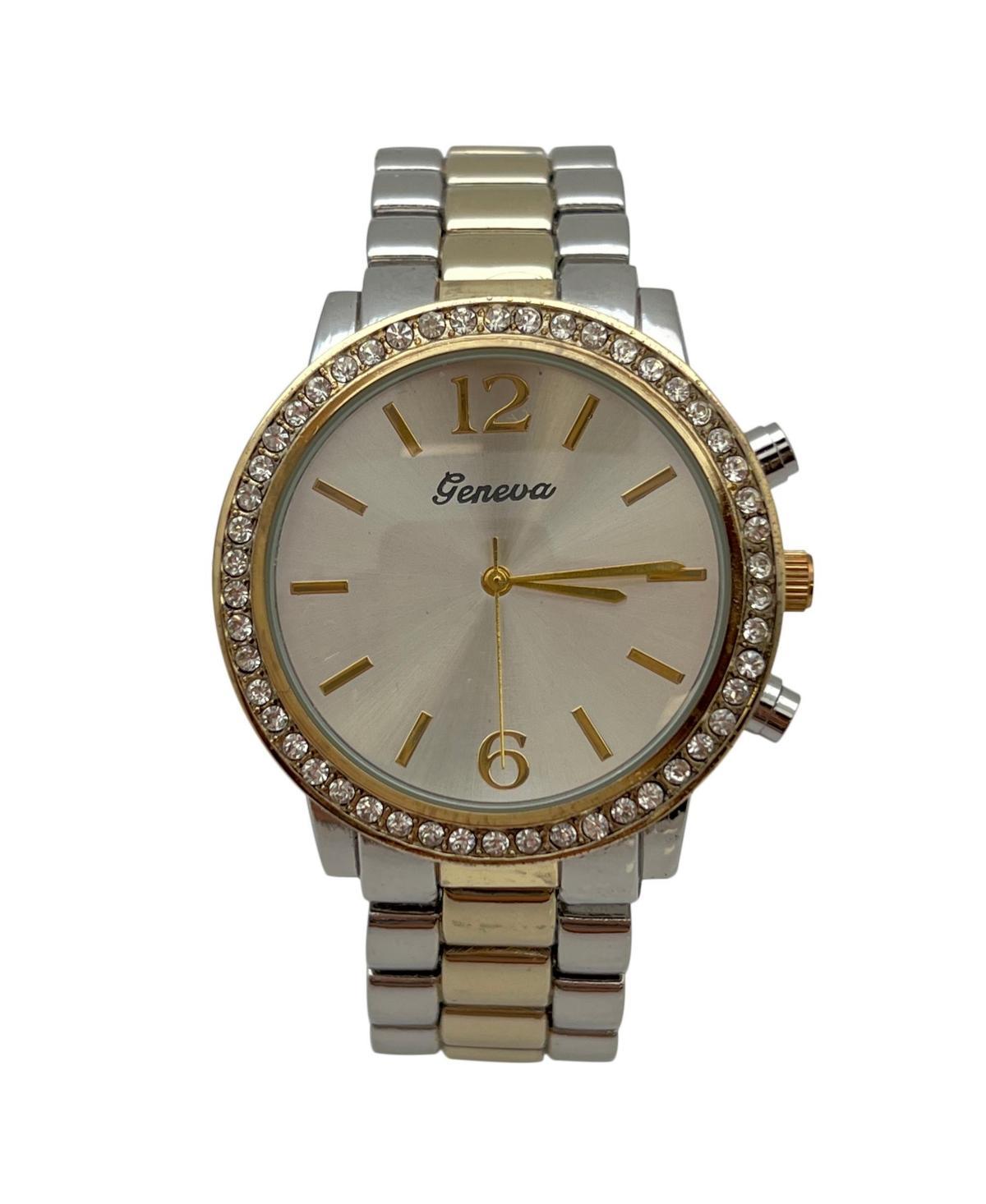 Olivia Pratt Two Tone Rhinestones Three Dial Bezel Women Metal Watch Product Image