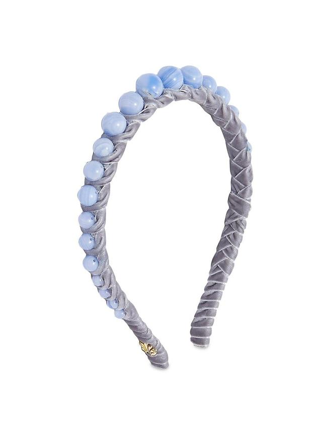 Womens Graduated Bead Velvet Headband Product Image