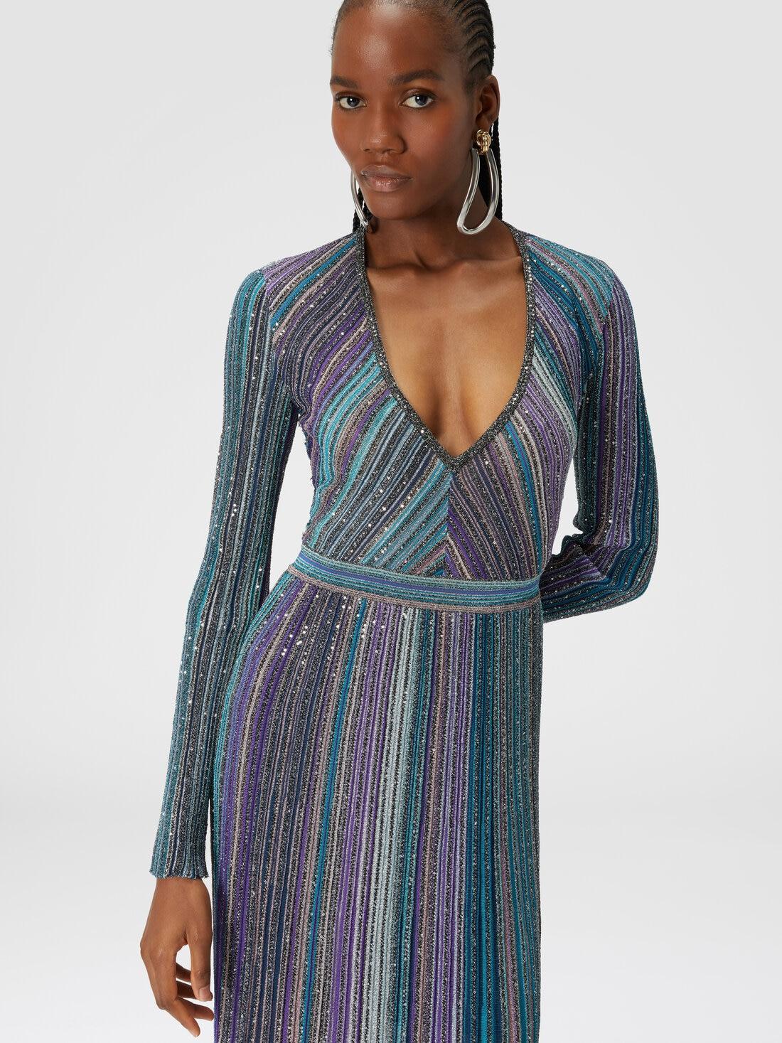 Long dress in lamé pleated knit Multicoloured | Missoni Product Image