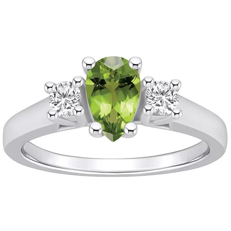 Alyson Layne 14k White Gold Pear Cut Peridot & 1/4 Carat T.W. Diamond Ring, Womens Green Product Image